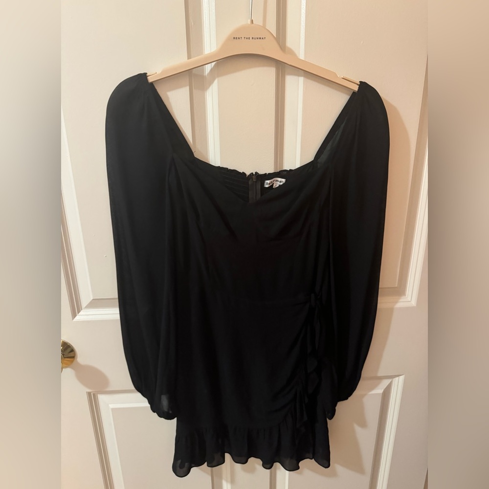 Reformation long sleeve mini dress with tie